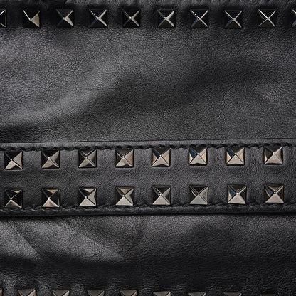 Valentino Garavani Vitello Rockstud Triple Zip Wristlet Pouch Black 7 of 10