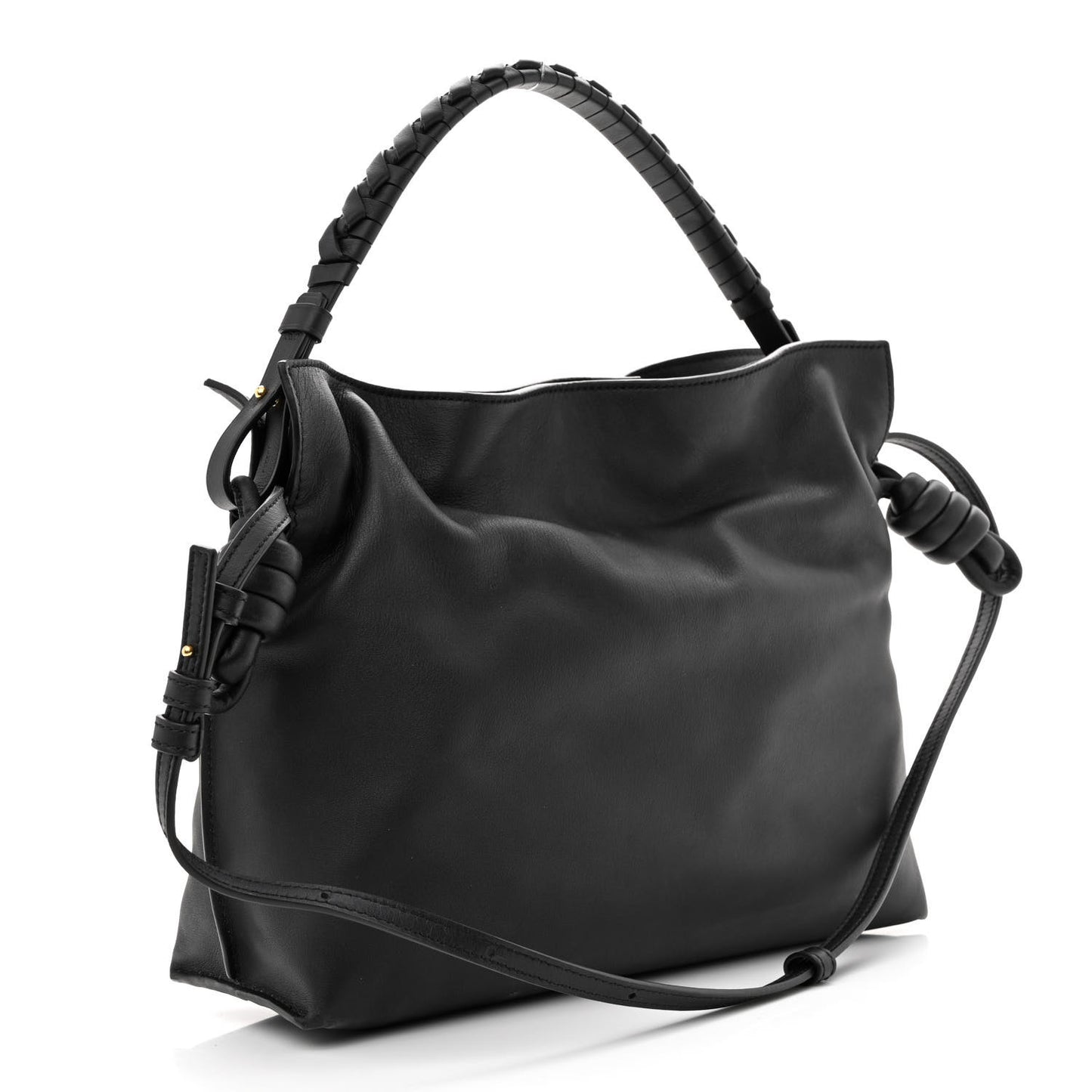 Calfskin Flamenco Knot Bag Black
