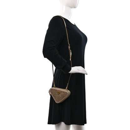 Prada Satin Crystal Mini Triangle Crossbody Pouch Platino 2 of 9