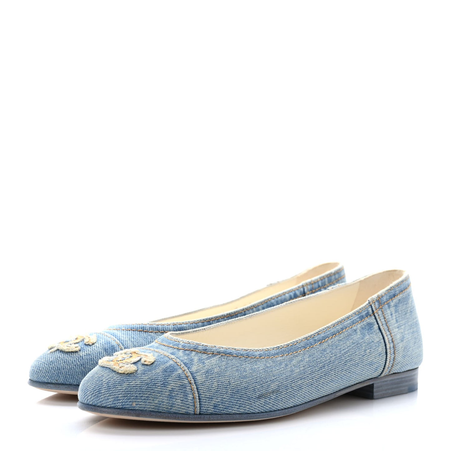 Denim CC Cap Toe Ballerina Flats 38 Light Blue