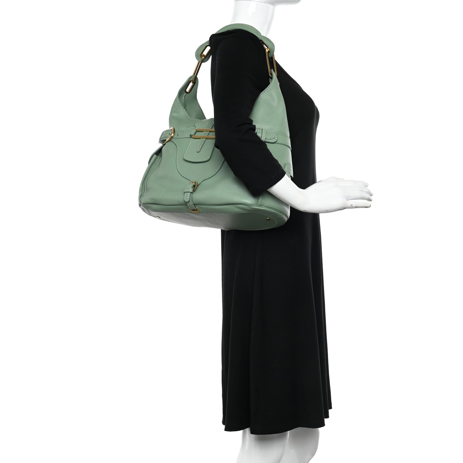 Jimmy Choo Calfskin Large Tulita Green 2 of 14