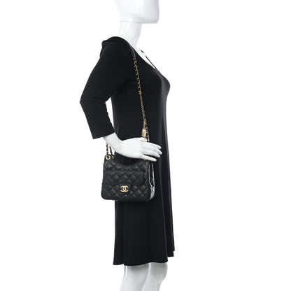 Chanel Caviar Quilted Small Wavy CC Hobo Black 2 of 11