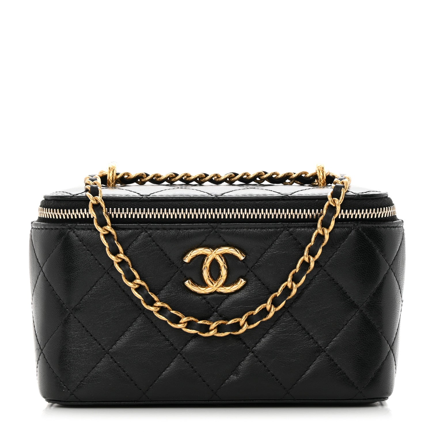 Chanel Lambskin Quilted Small CC Dynasty Vanity Case With Chain Black 1 of 19