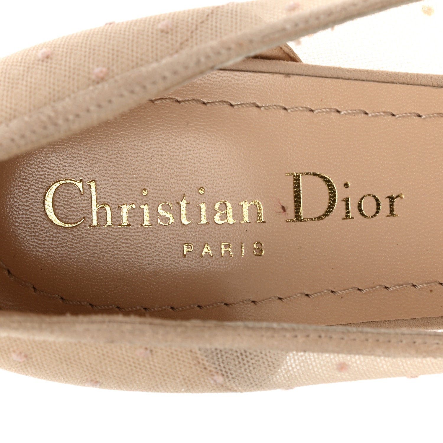 Christian Dior Mesh Plumetis Tulle D-Moi Pumps 39 Beige 7 of 8