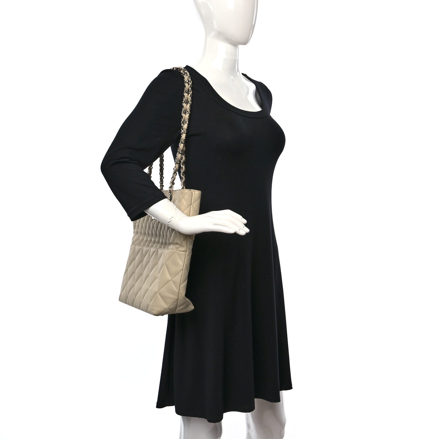 Calfskin Quilted In the Business North South Tote Ivory