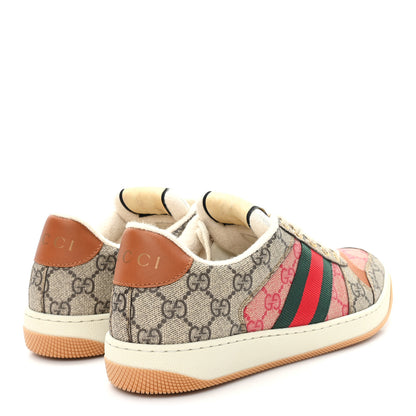 Gucci GG Supreme Monogram Harness Calfskin Web Womens Screener Sneakers 39 Beige Ebony Rosso Harness Brown 5 of 9