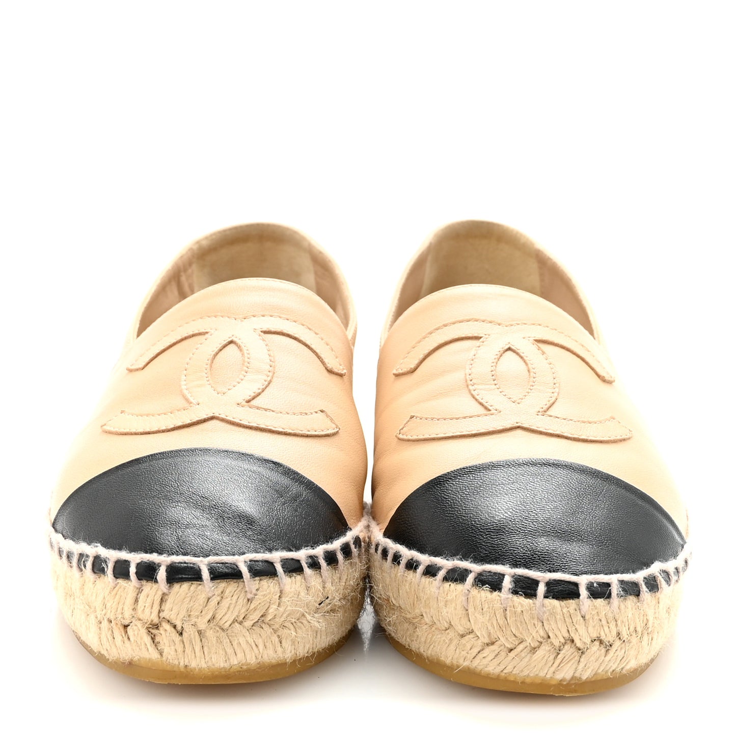 Lambskin CC Espadrilles 36 Beige Black
