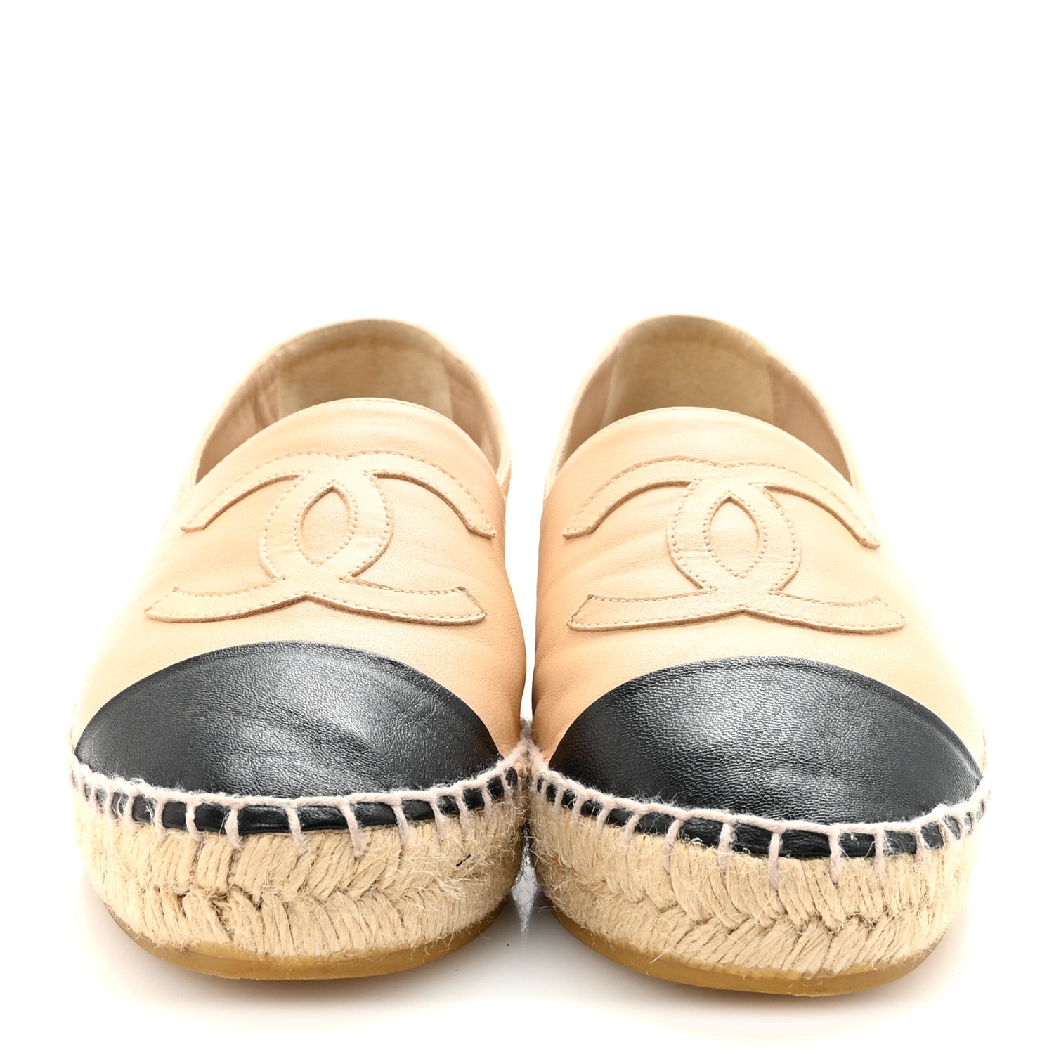 Chanel Lambskin CC Espadrilles 36 Beige Black 3 of 9