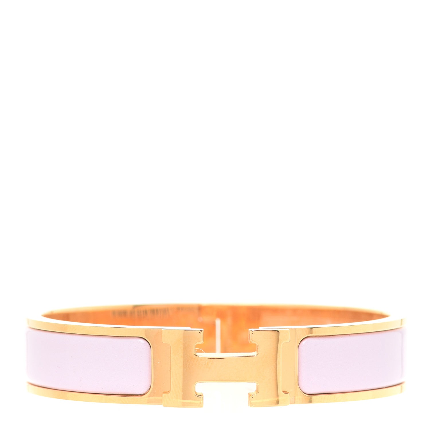Hermes Enamel Narrow Clic Clac H Bracelet PM Rose Dragee 1 of 7