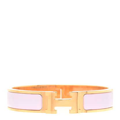 Hermes Enamel Narrow Clic Clac H Bracelet PM Rose Dragee 1 of 7