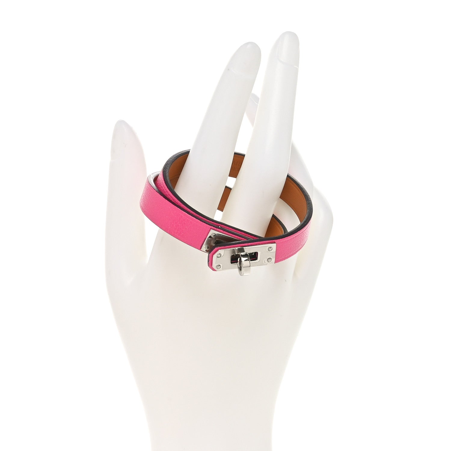 Hermes Chevre Chamkila Mini Kelly Double Tour Bracelet T1 Rose Shocking 2 of 7