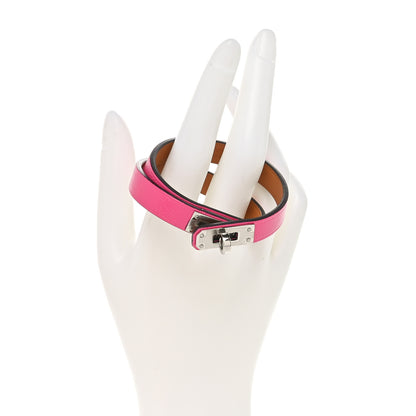 Hermes Chevre Chamkila Mini Kelly Double Tour Bracelet T1 Rose Shocking 2 of 7