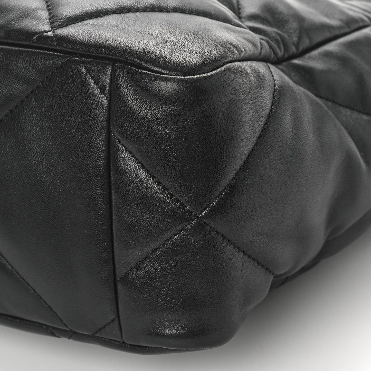 Lambskin Quilted Chanel 19 East West Shopping Bag Black