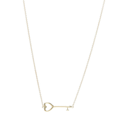 Tiffany 18K Yellow Gold Heart Key Pendant Necklace 1 of 6