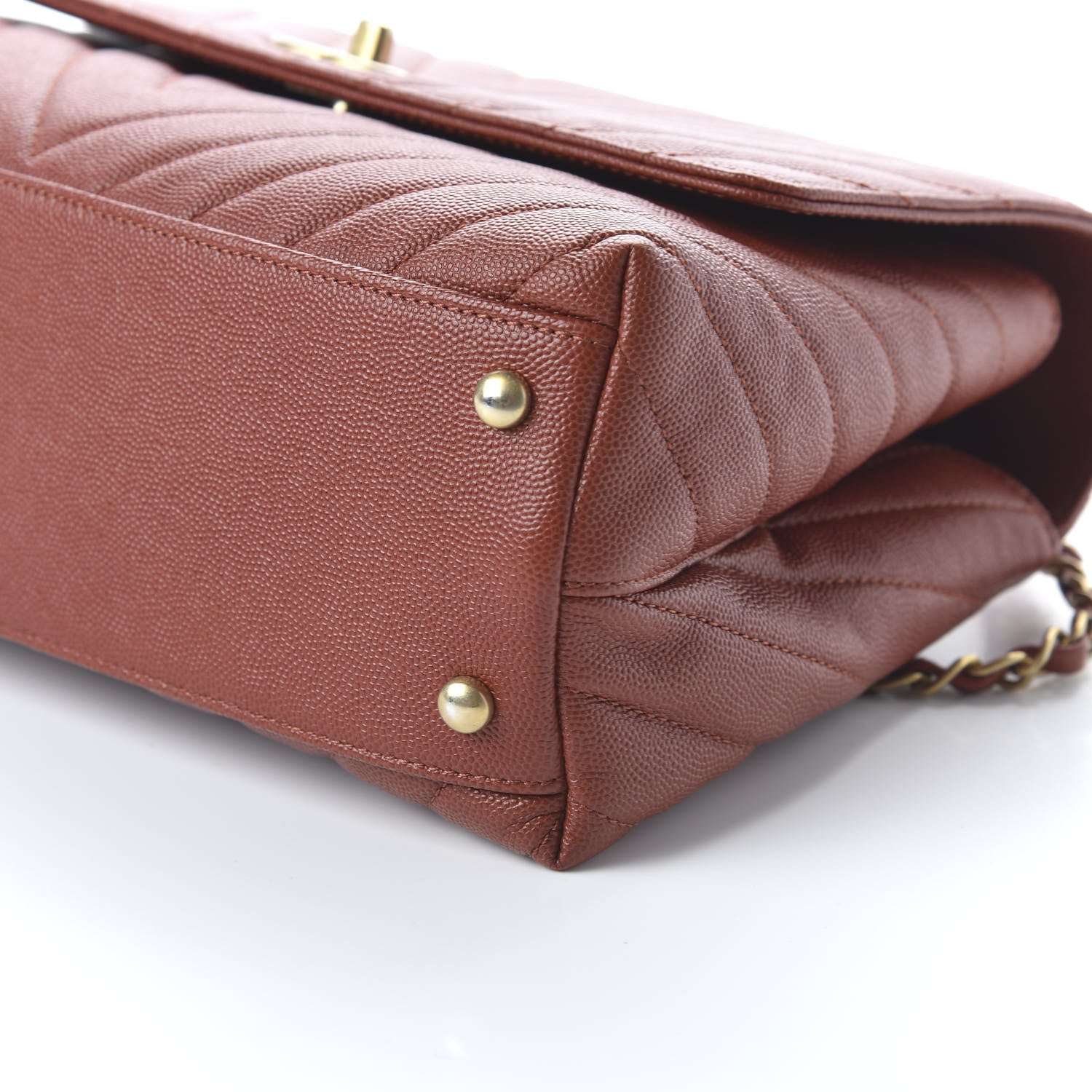 Chanel Caviar Lizard Chevron Quilted Small Coco Handle Flap Dark Orange 7 of 11