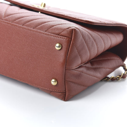 Chanel Caviar Lizard Chevron Quilted Small Coco Handle Flap Dark Orange 7 of 11