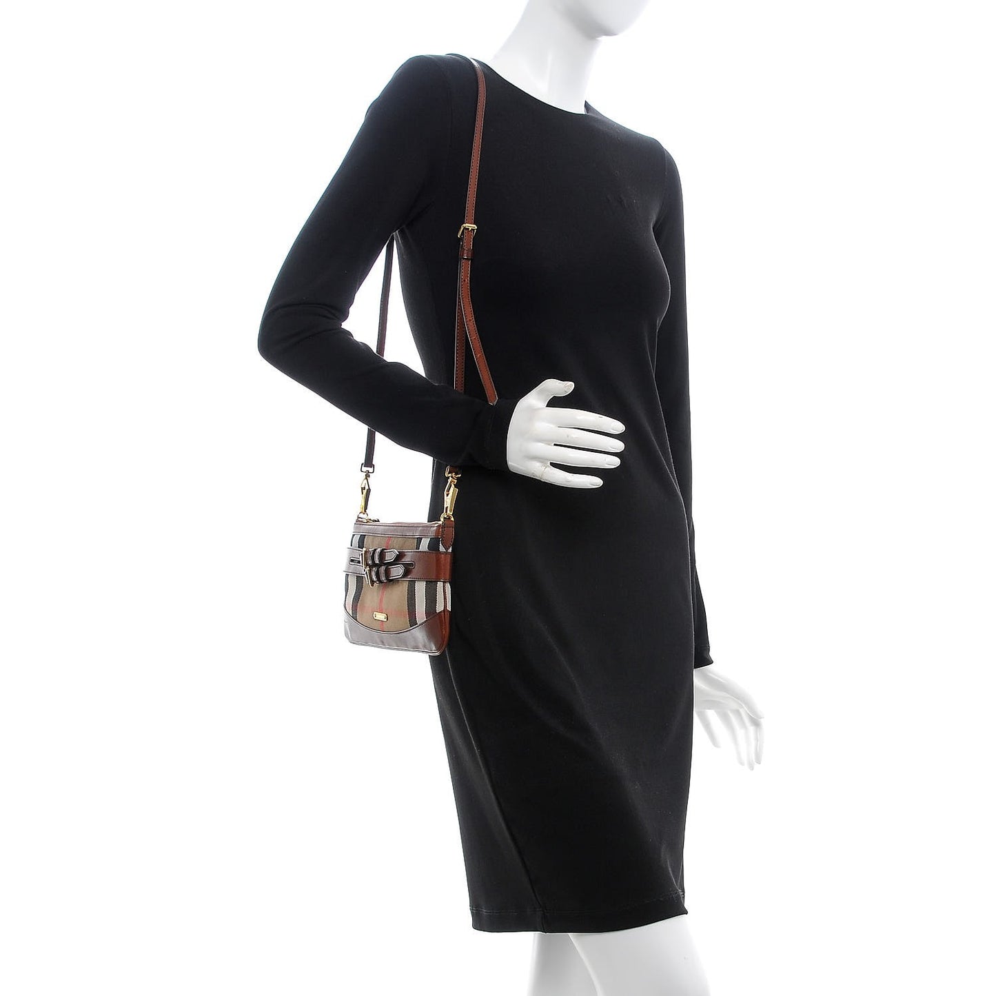 House Check Bridle Calfskin Peyton Crossbody Tan