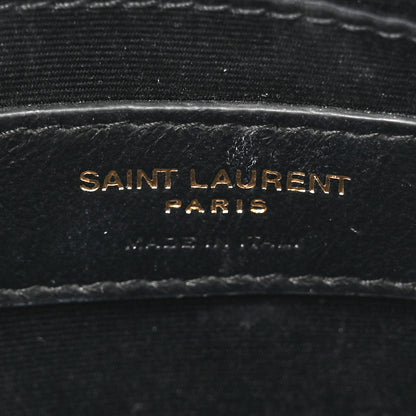 Saint Laurent Grain De Poudre Matelasse Chevron Quilted Round Vinyle Camera Bag Dark Beige 6 of 12
