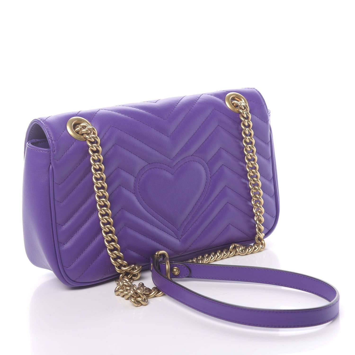 Gucci Calfskin Matelasse Small GG Marmont Shoulder Bag Shine Purple 3 of 10