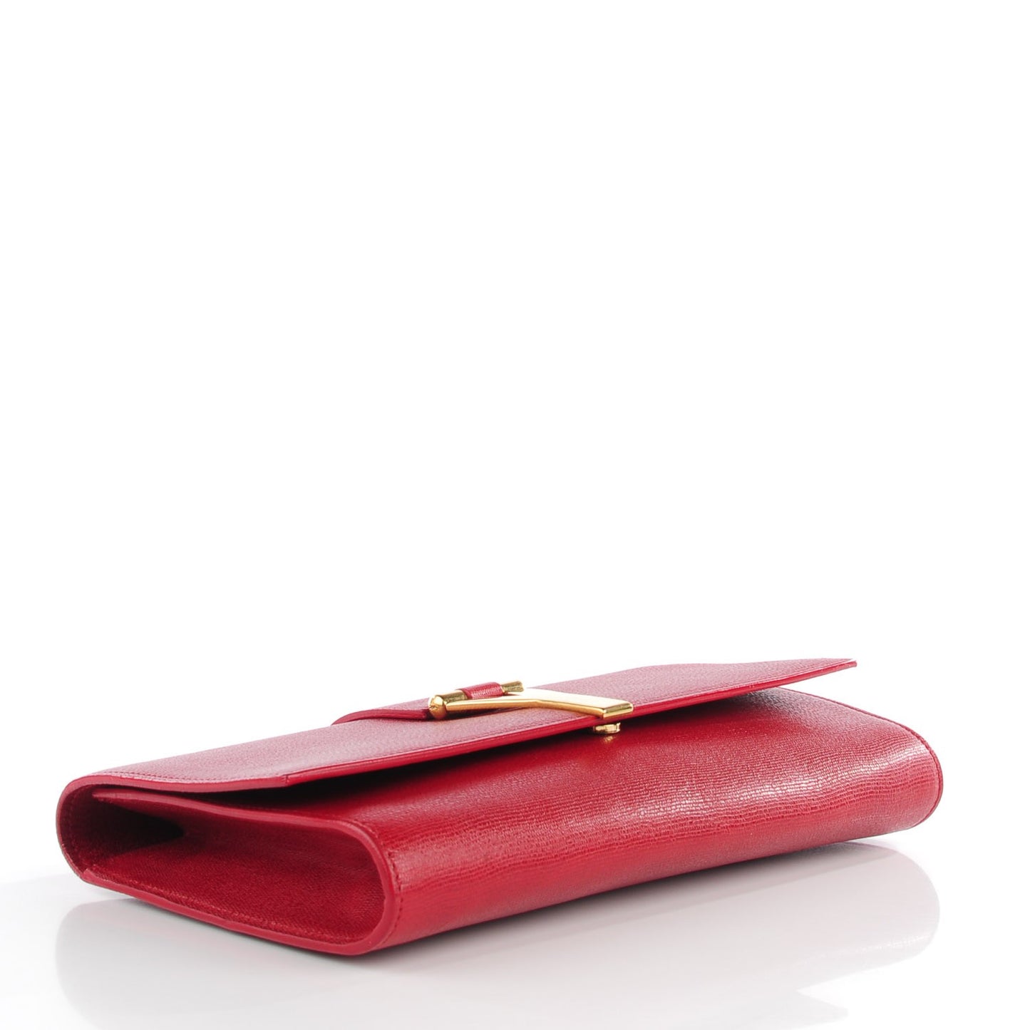 Textured Calfskin Classic Y Clutch Red