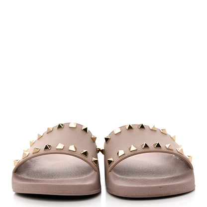 Valentino Garavani Rubber Rockstud Slide Sandals 38 Poudre 2 of 13