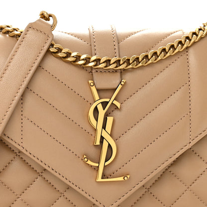 Saint Laurent Lambskin Mixed Matelasse Triquilt Small Monogram Satchel Dark Toffee 7 of 9