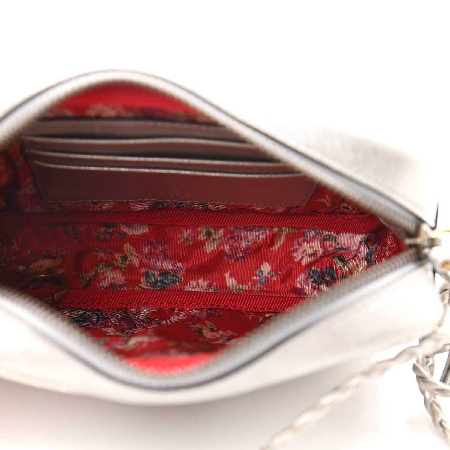 Gucci Laminated Nappa Web Trapuntata Mini GG Shoulder Bag Argento 4 of 9