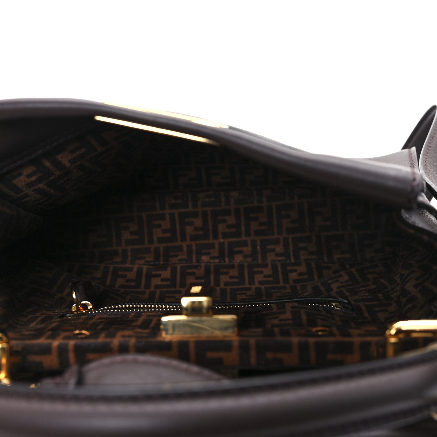 Fendi Vitello Seta Suede FF Mini Peekaboo Iconic Satchel Chocolate 5 of 10