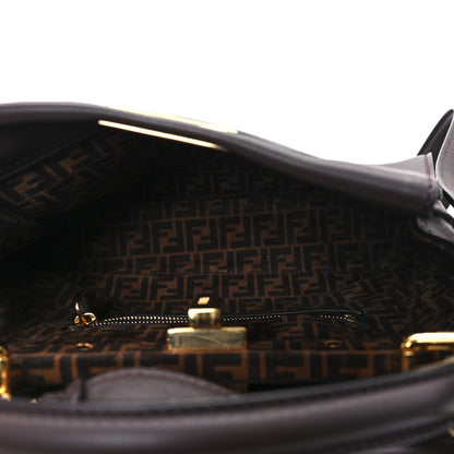 Fendi Vitello Seta Suede FF Mini Peekaboo Iconic Satchel Chocolate 5 of 10