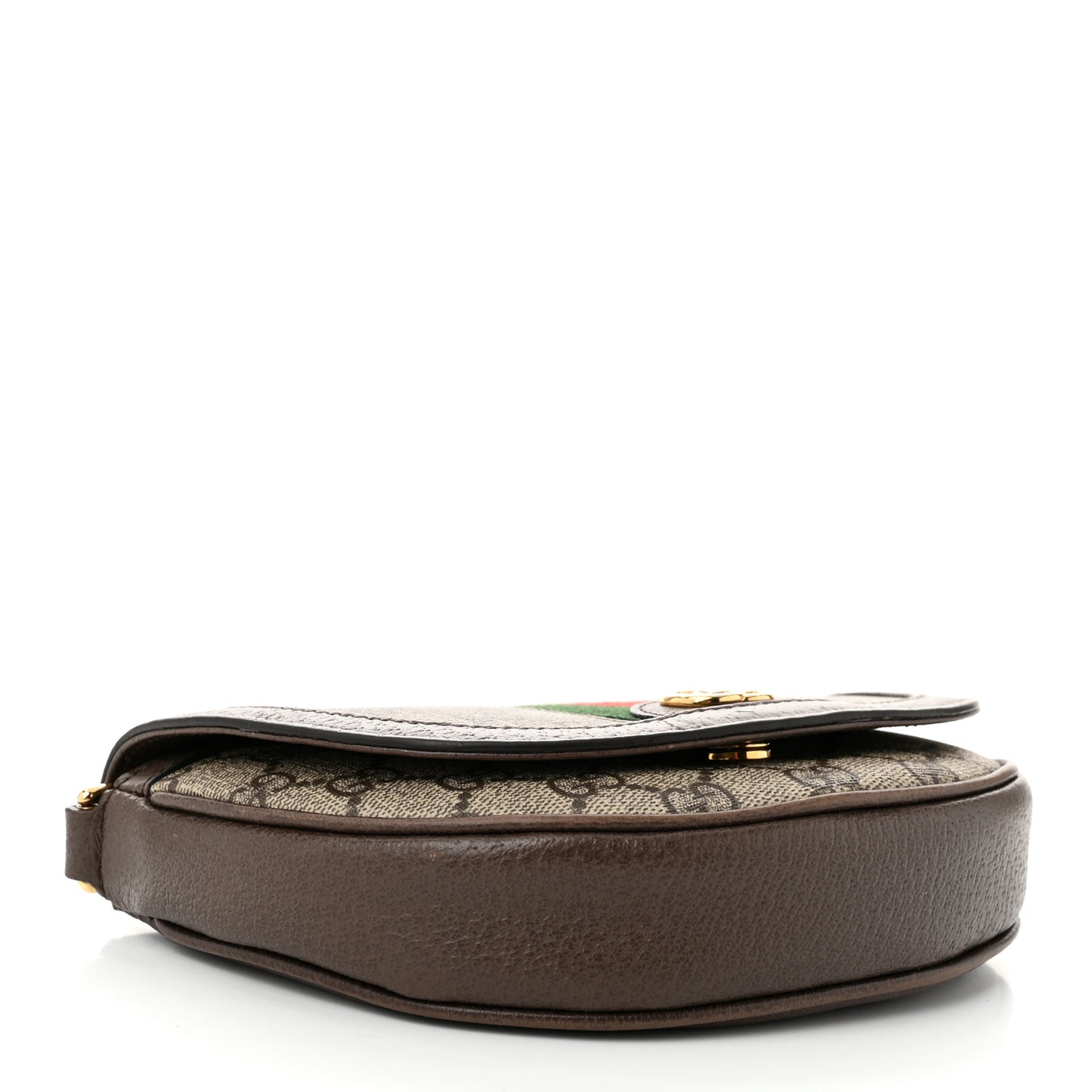 GG Supreme Monogram Textured Dollar Calfskin Web Mini Ophidia Flap Shoulder Bag Beige Ebony New Acero