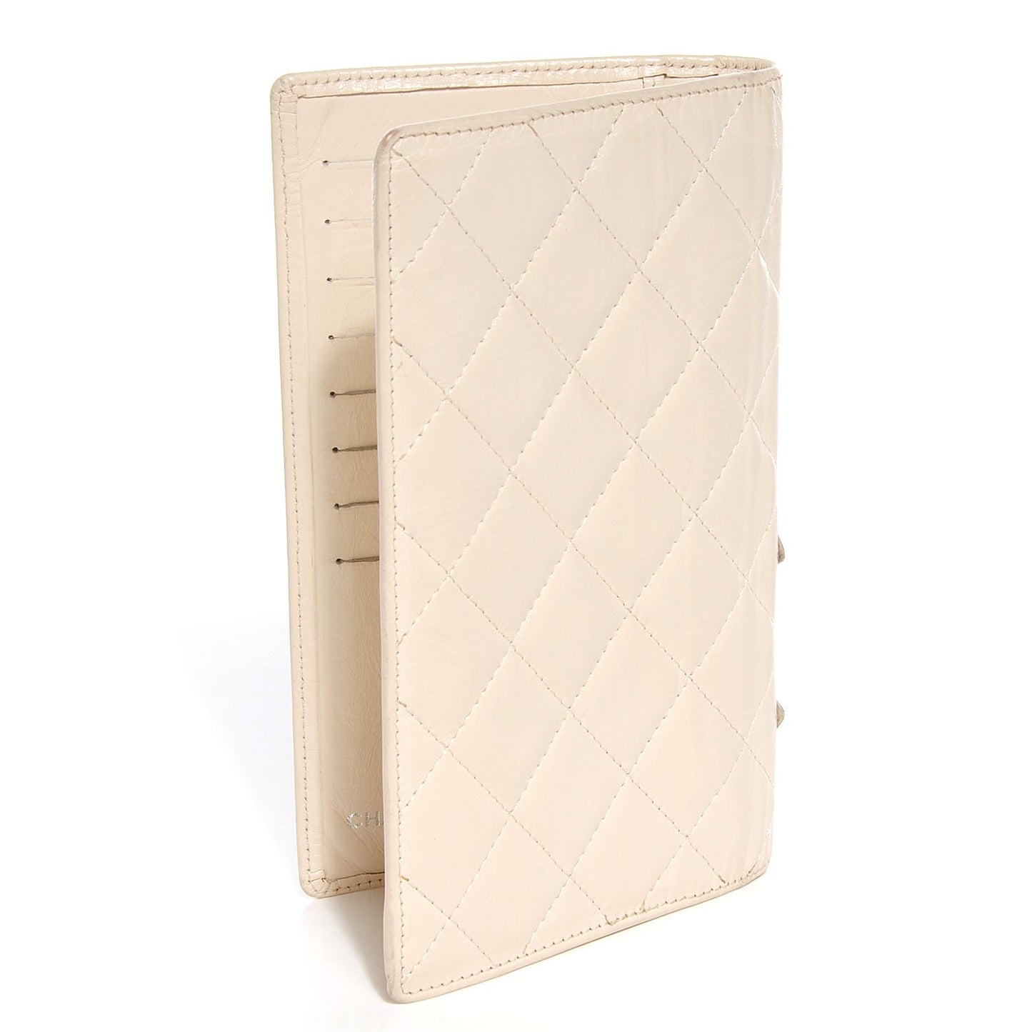 Calfskin Quilted Cambon Yen Wallet Beige