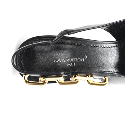 Louis Vuitton Calfskin Sparkle Slingback Pumps 37 Black 8 of 9