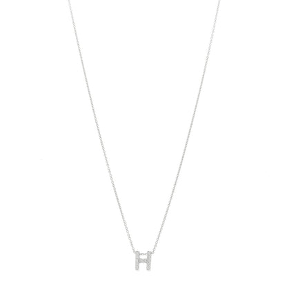 Roberto Coin 18K White Gold Diamond Love Letter H Pendant Necklace 1 of 8