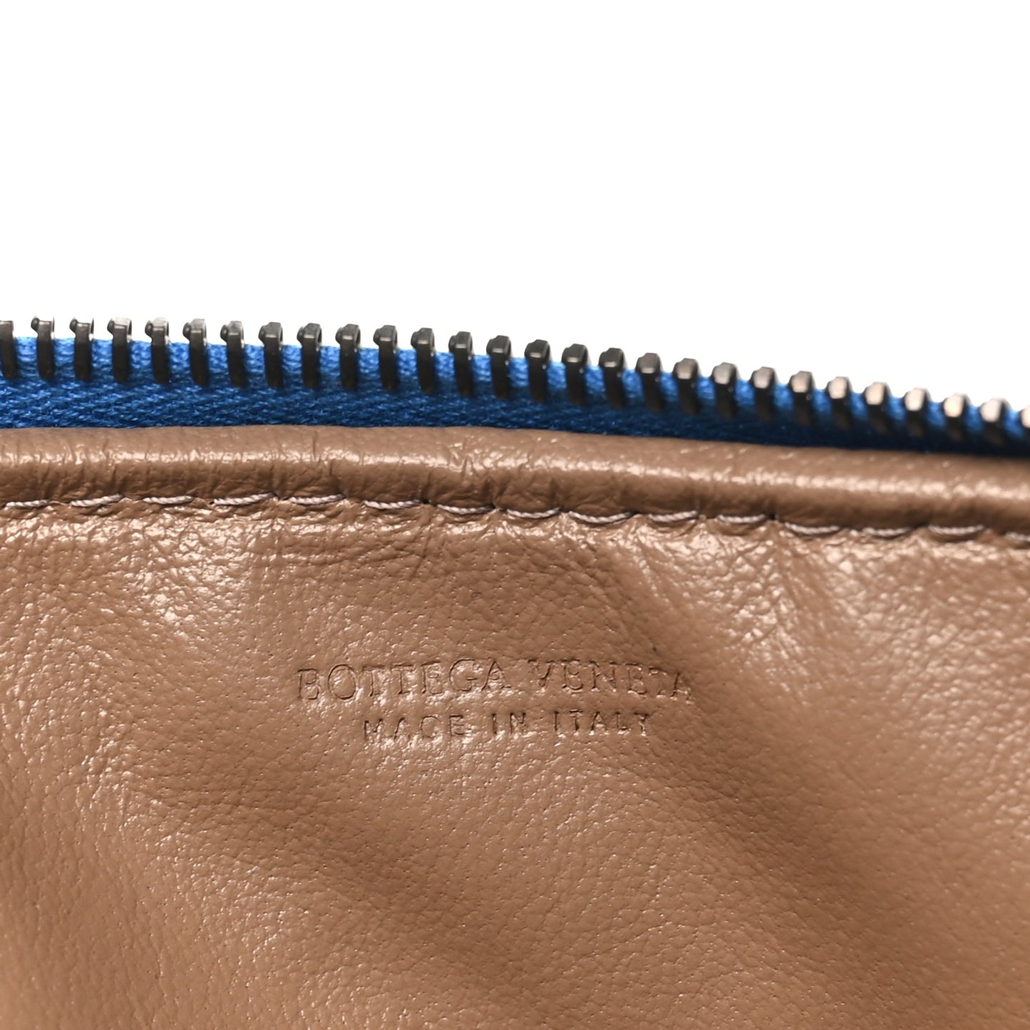 Nappa Intrecciato Small Zip Around Pouch  Blue