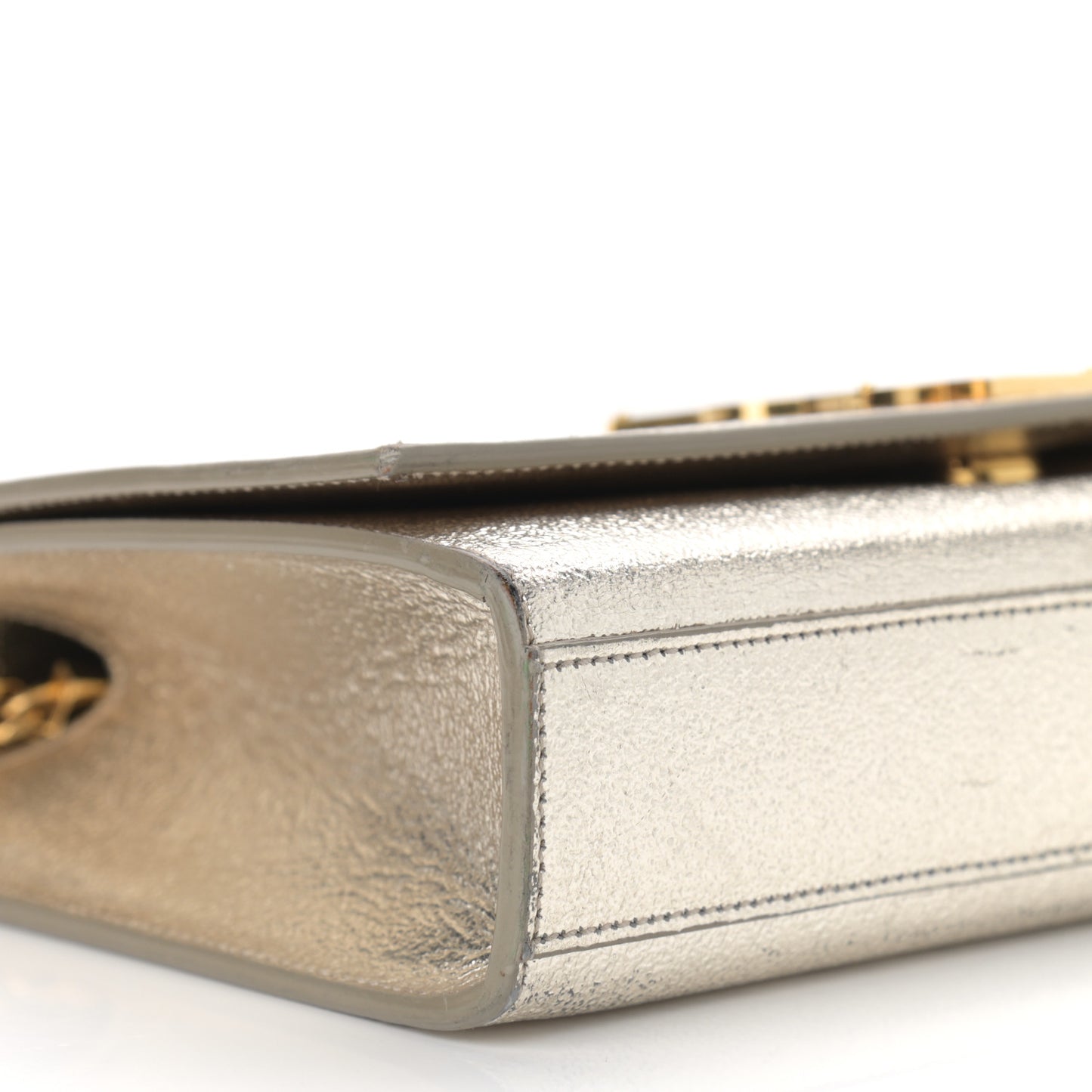 Metallic Calfskin Medium Classic Monogram Kate Satchel Pale Gold