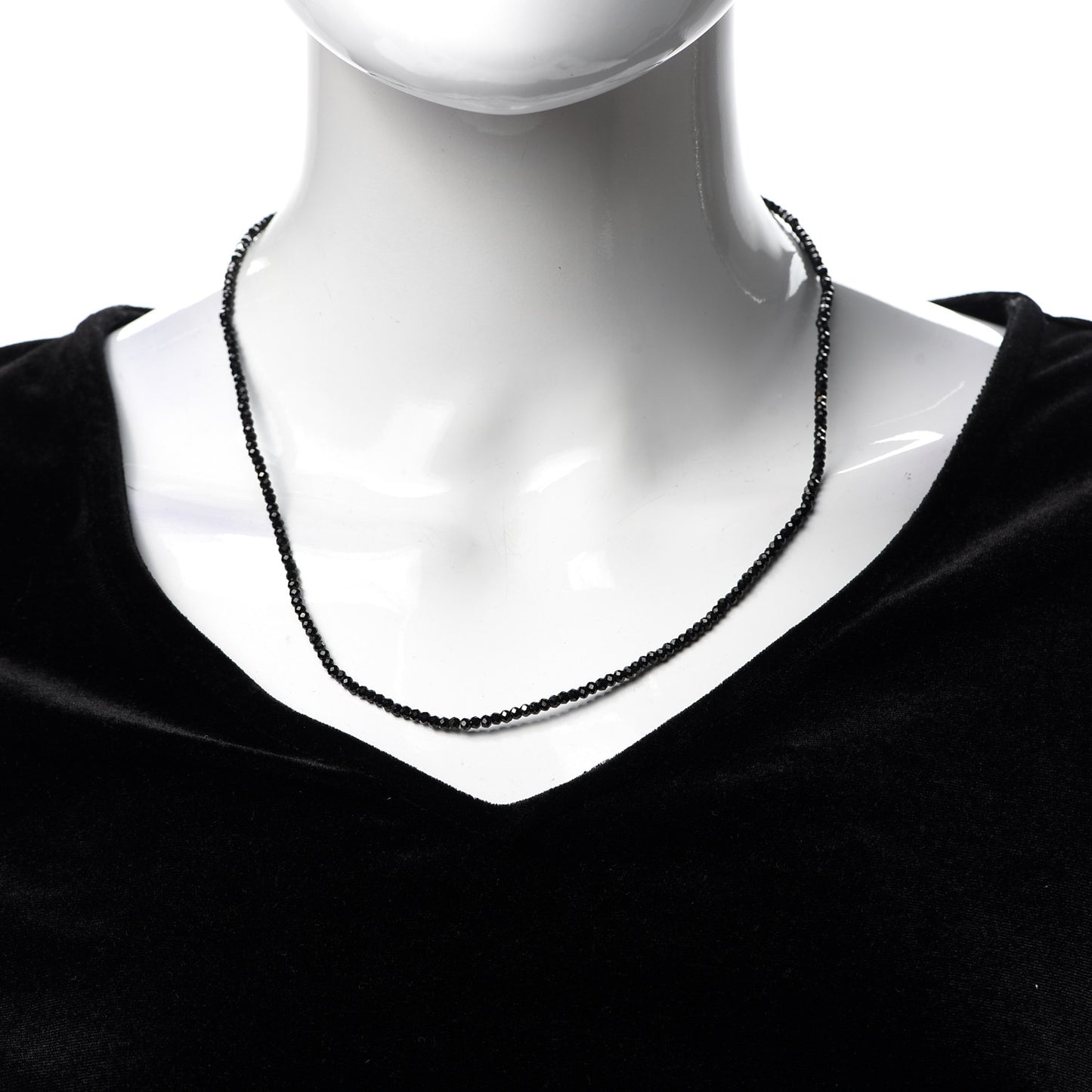 Sterling Silver Black Spinel Ziegfeld Bead Necklace