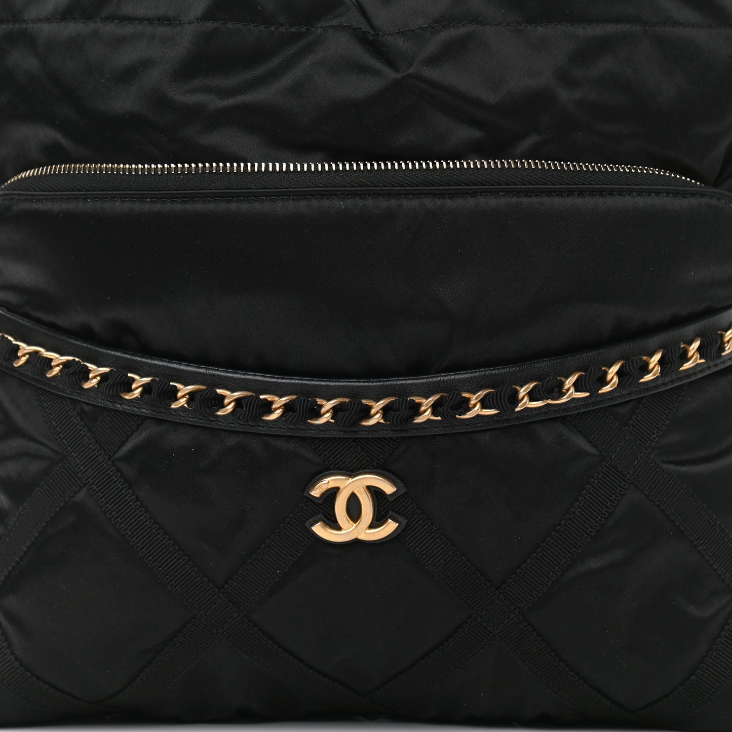 Nylon Grosgrain Large Lifestyle Pouch With Foldable Tote Black