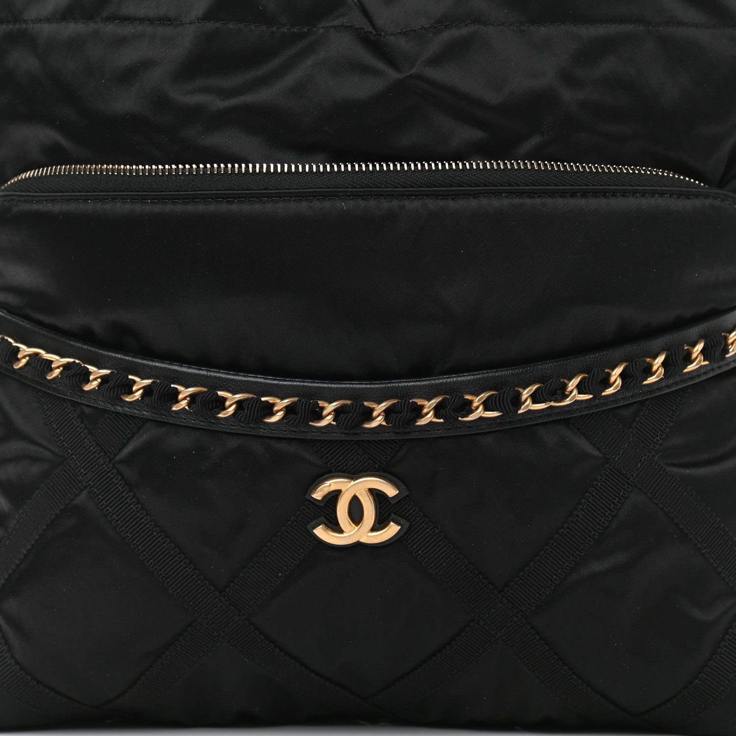Chanel Nylon Grosgrain Large Lifestyle Pouch With Foldable Tote Black 11 of 12
