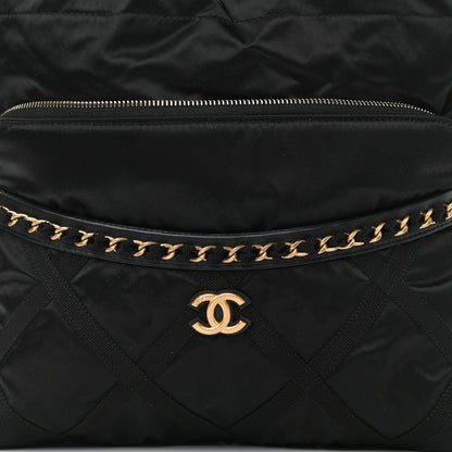 Chanel Nylon Grosgrain Large Lifestyle Pouch With Foldable Tote Black 11 of 12