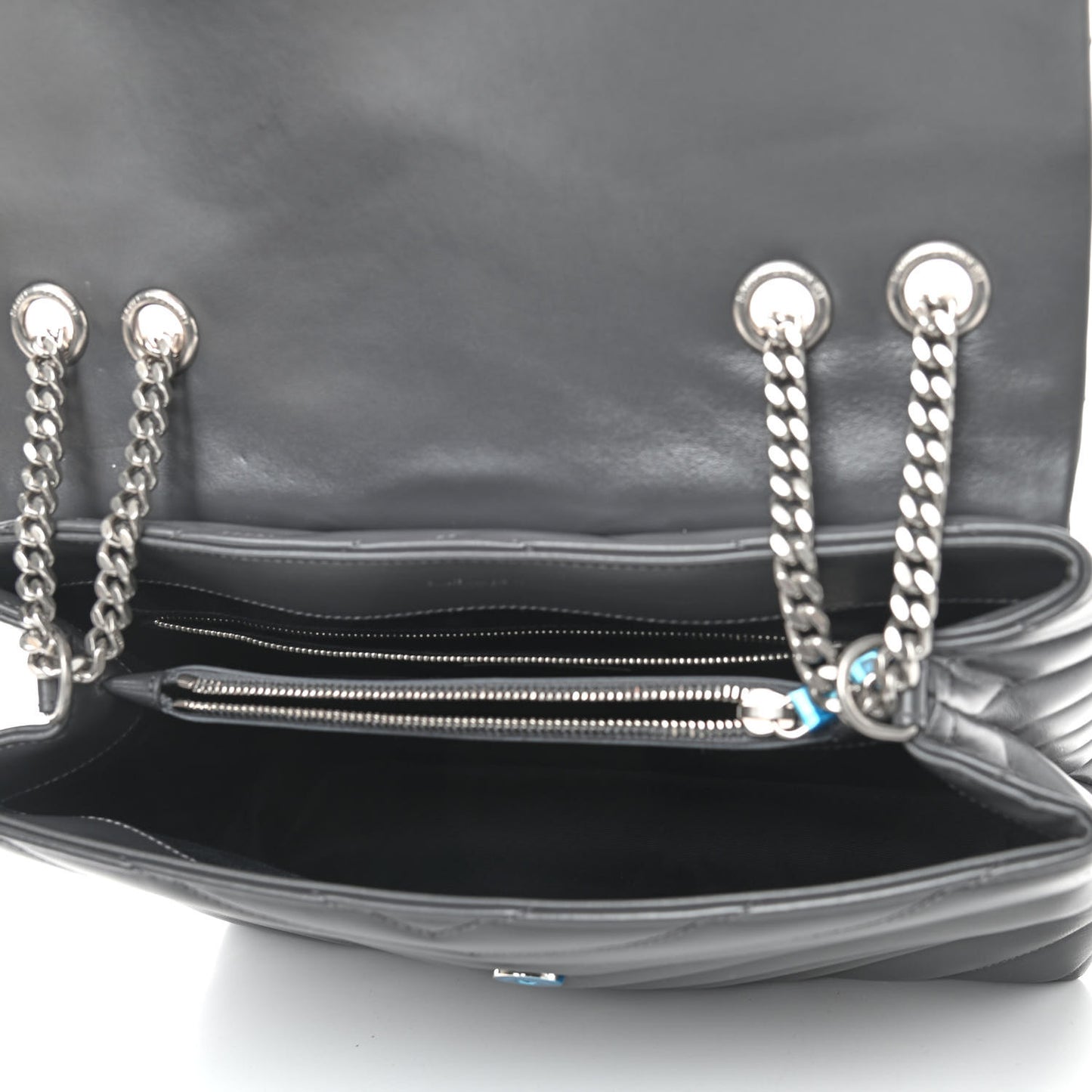 Calfskin Y Quilted Monogram Medium Loulou Chain Satchel Asphalt