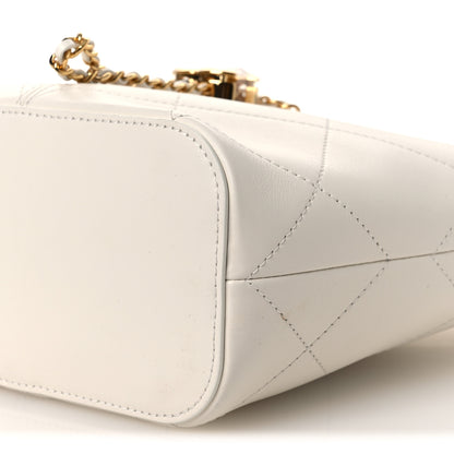 Chanel Calfskin Quilted Small Shopping Bag White 10 of 12