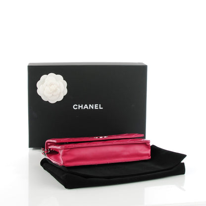 Chanel Patent Quilted Brilliant Wallet On Chain WOC Dark Pink 4 of 8