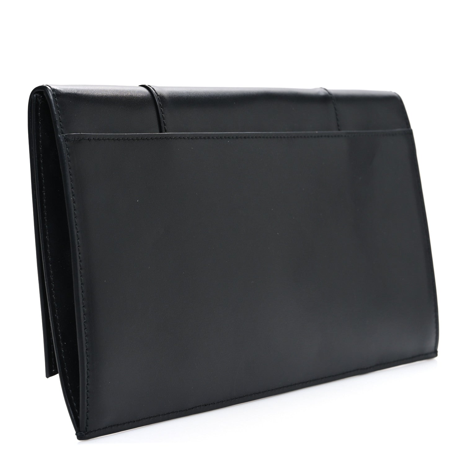 Balenciaga Shiny Box Calfskin Hourglass Flap Flat Pouch Black 3 of 7