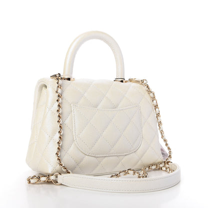 Chanel Iridescent Caviar Quilted Extra Mini Coco Handle Flap White 3 of 10