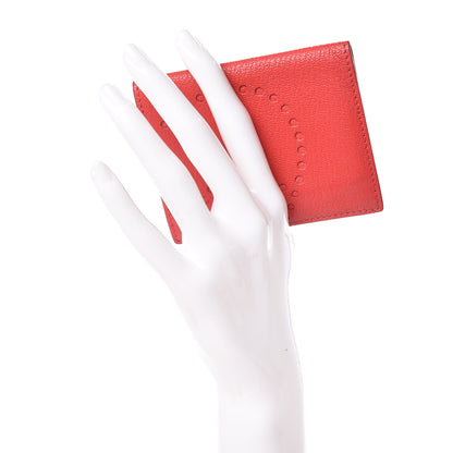 Hermes Chevre Mysore Evelyne Card Wallet Rouge Casaque 2 of 7