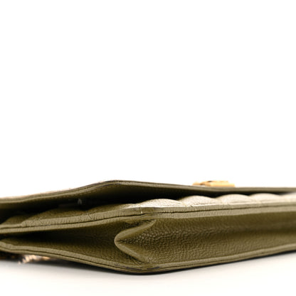 Chanel Caviar Quilted Boy Wallet On Chain WOC Khaki 10 of 14