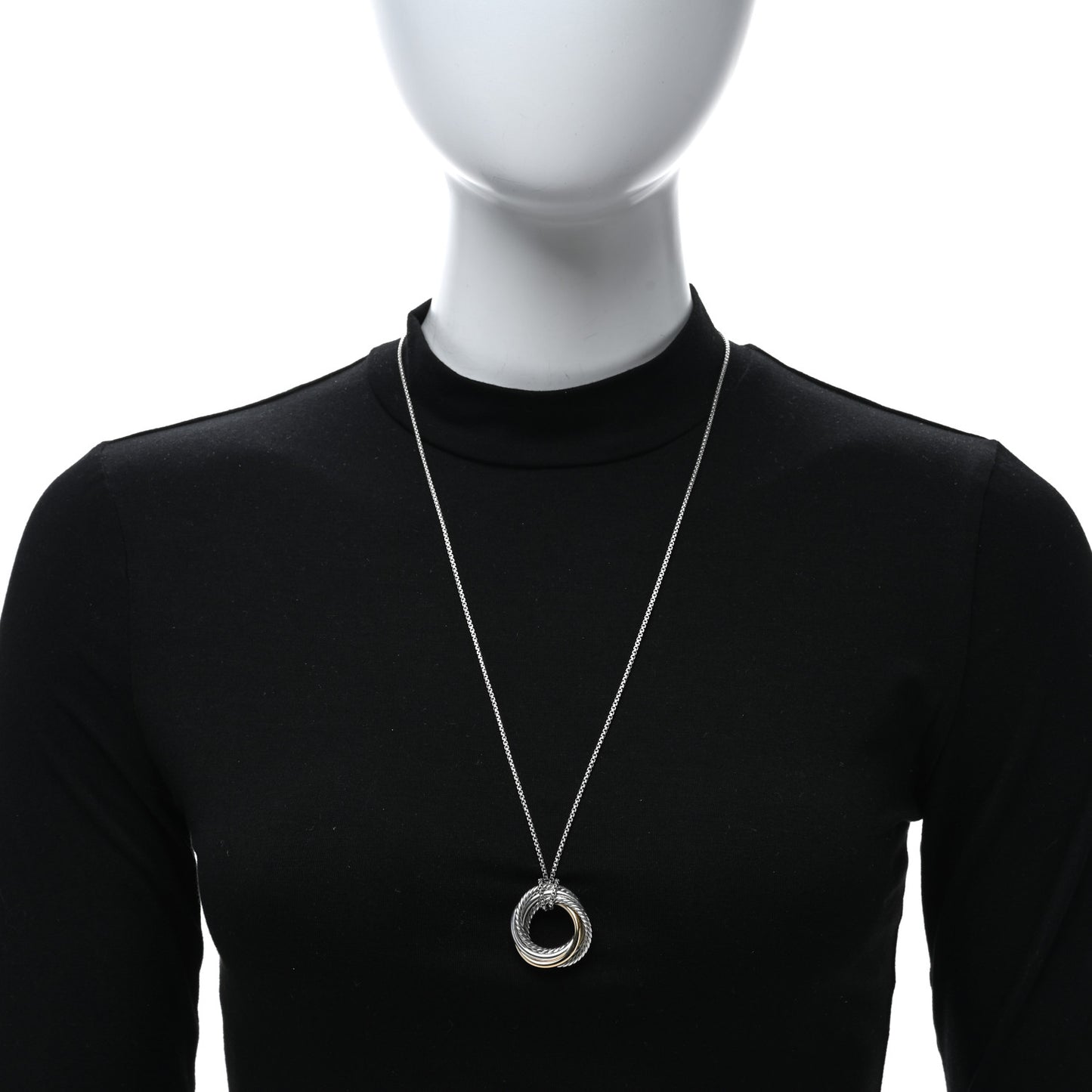 Sterling Silver 14K Yellow Gold 28mm Crossover Pendant Necklace