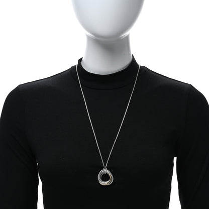 David Yurman Sterling Silver 14K Yellow Gold 28mm Crossover Pendant Necklace 3 of 4
