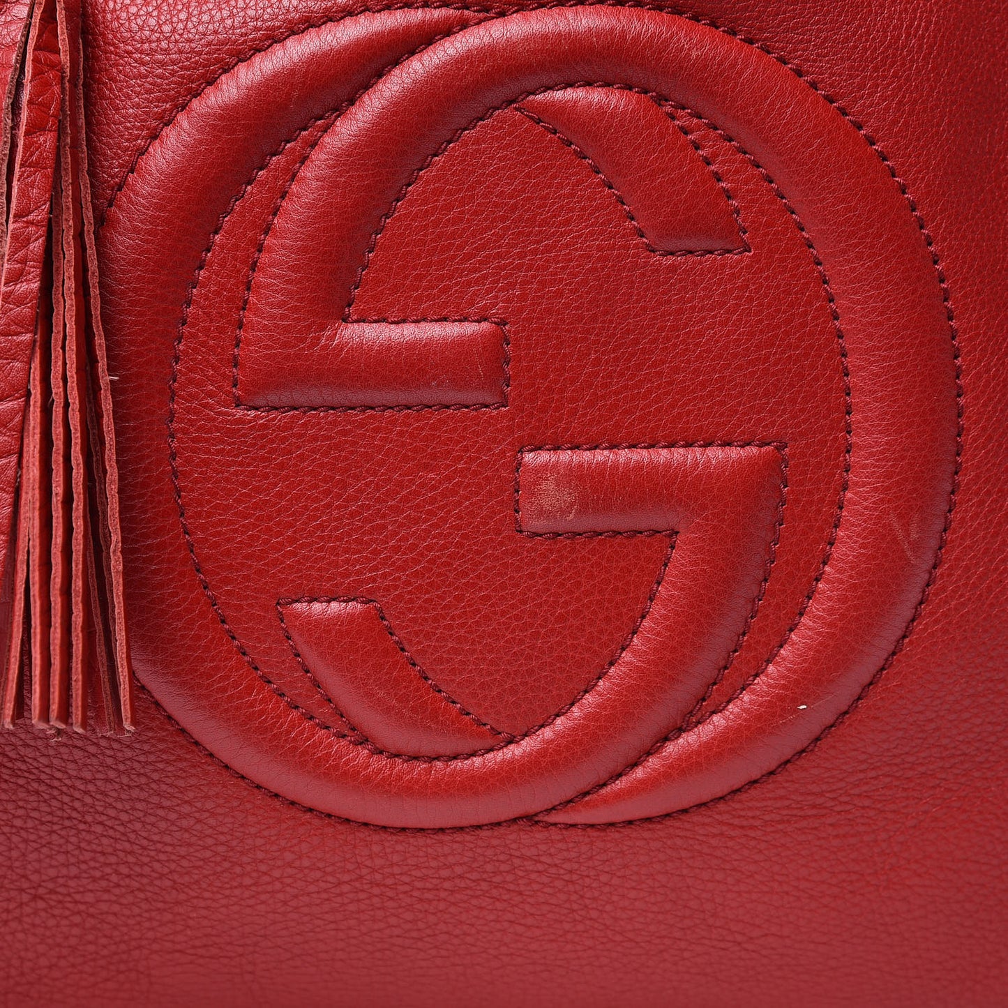 Pebbled Calfskin Medium Soho Shoulder Bag Tabasco Red