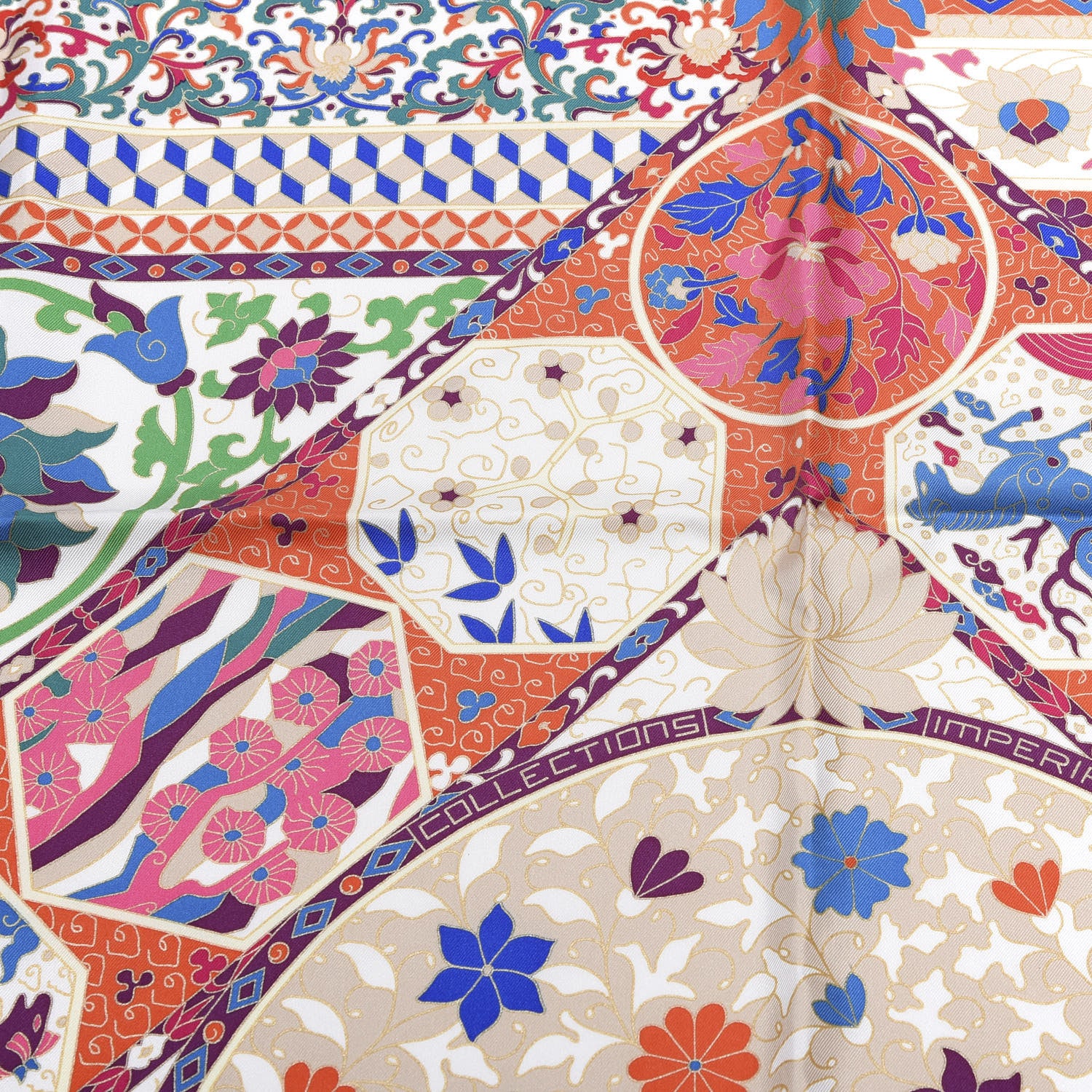 Hermes Silk Collections Imperiales Scarf 90 Rose Pale Bleu Vert 5 of 5